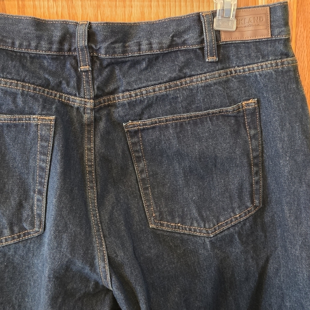 Kirkland Signature Mens 40x32 Heavyweight Denim All Cotton Dark Blue Jeans - Picture 7 of 16